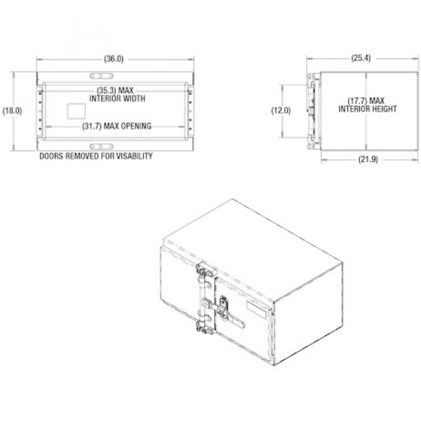 Image of 18x24x36 Inch Smooth Aluminum Underbody Truck Tool Box - Double Barn Door, Cam Lock Hardware from Buyers Products. Part number: 1762621