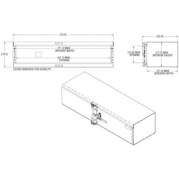 Image of 18x24x72 Inch Smooth Aluminum Underbody Truck Tool Box - Double Barn Door, Cam Lock Hardware from Buyers Products. Part number: 1762630