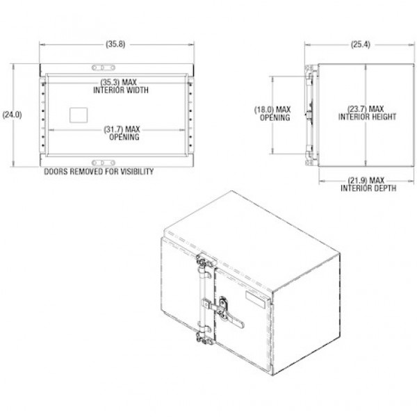 Image of 24x24x36 Inch Smooth Aluminum Underbody Truck Tool Box - Double Barn Door, Cam Lock Hardware from Buyers Products. Part number: 1762639