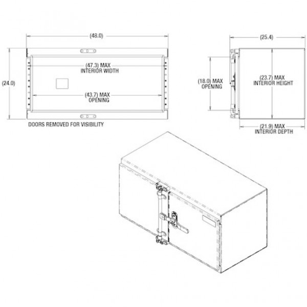 Image of 24x24x48 Inch Smooth Aluminum Underbody Truck Tool Box - Double Barn Door, Cam Lock Hardware from Buyers Products. Part number: 1762642