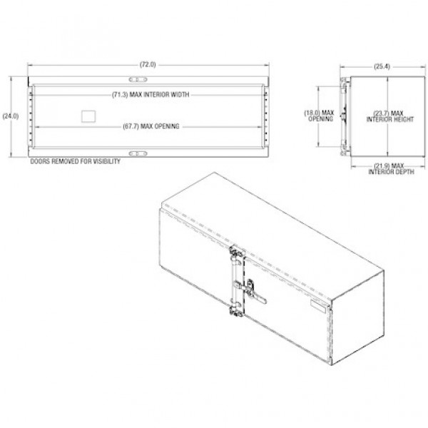 Image of 24x24x72 Inch Smooth Aluminum Underbody Truck Tool Box - Double Barn Door, Cam Lock Hardware from Buyers Products. Part number: 1762648