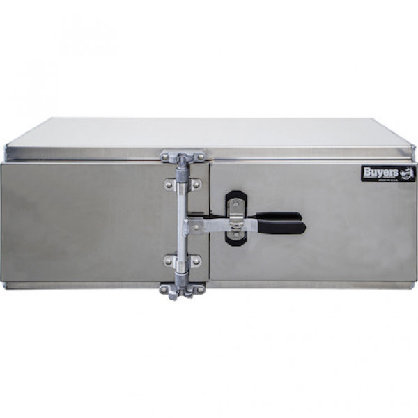 Image of 18x18x48 Inch Smooth Aluminum Barn Door Underbody Truck Tool Box Series with Stainless Steel Doors - Double Barn Door, Cam Lock Hardware from Buyers Products. Part number: 1763103