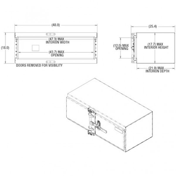 Image of 18x24x48 Inch Smooth Aluminum Barn Door Underbody Truck Tool Box Series with Stainless Steel Doors - Double Barn Door, Cam Lock Hardware from Buyers Products. Part number: 1763124