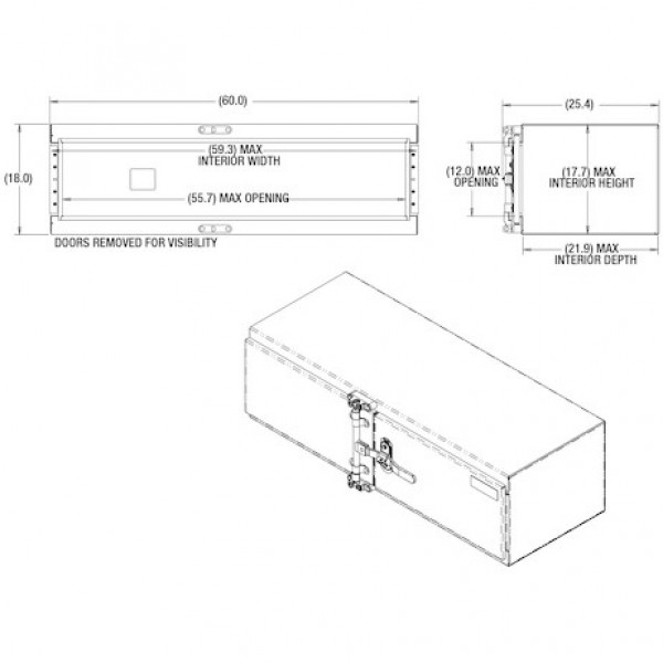 Image of 18x24x60 Inch Smooth Aluminum Barn Door Underbody Truck Tool Box Series with Stainless Steel Doors - Double Barn Door, Cam Lock Hardware from Buyers Products. Part number: 1763127