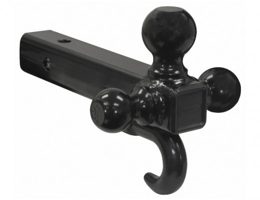 Image of Tri-Ball Hitch Tubular Shank With Black Balls And Recovery Hook from Buyers Products. Part number: 1802208