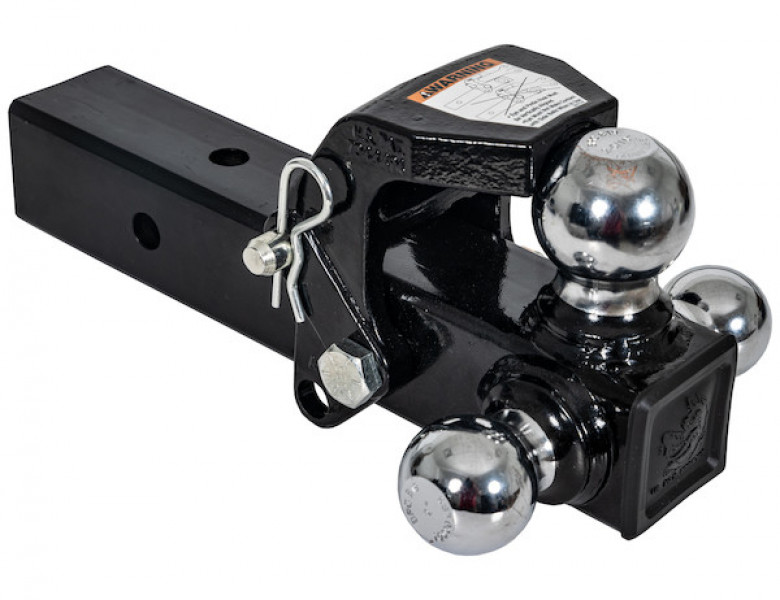 Image of Tri-Ball Hitch with Pintle Hook and Chrome Towing Balls - 2-1/2 Inch Receiver from Buyers Products. Part number: 1802280