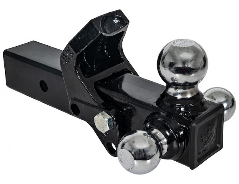 Image of Tri-Ball Hitch with Pintle Hook and Chrome Towing Balls - 2-1/2 Inch Receiver from Buyers Products. Part number: 1802280