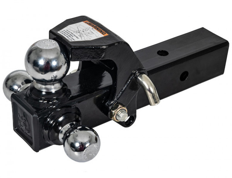 Image of Tri-Ball Hitch with Pintle Hook and Chrome Towing Balls - 2-1/2 Inch Receiver from Buyers Products. Part number: 1802280