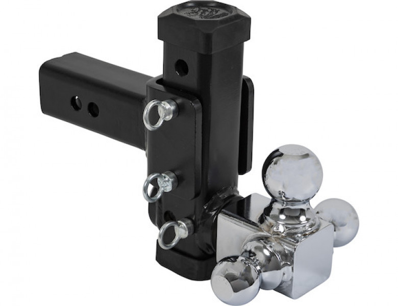 Image of Adjustable Tri-Ball Hitch with Rotating Towing Balls for 2-1/2 Inch Hitch Receivers from Buyers Products. Part number: 1802500