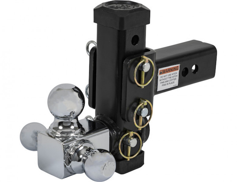 Image of Adjustable Tri-Ball Hitch with Rotating Towing Balls for 2-1/2 Inch Hitch Receivers from Buyers Products. Part number: 1802500