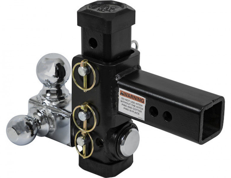 Image of Adjustable Tri-Ball Hitch with Rotating Towing Balls for 2-1/2 Inch Hitch Receivers from Buyers Products. Part number: 1802500