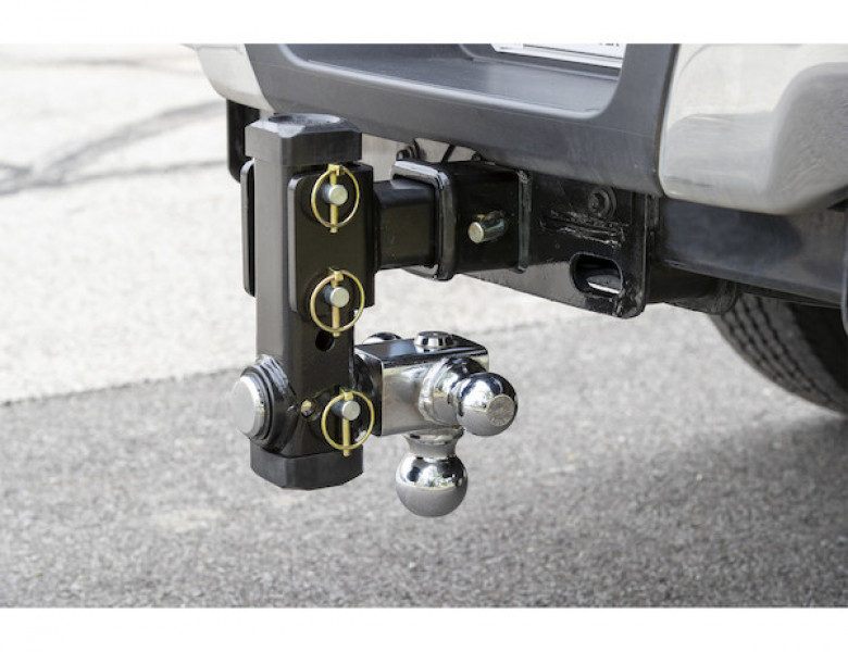 Image of Adjustable Tri-Ball Hitch with Rotating Towing Balls for 2-1/2 Inch Hitch Receivers from Buyers Products. Part number: 1802500