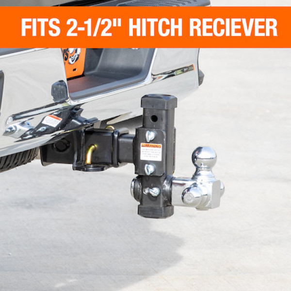 Image of Adjustable Tri-Ball Hitch with Rotating Towing Balls for 2-1/2 Inch Hitch Receivers from Buyers Products. Part number: 1802500