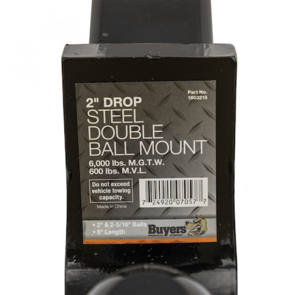 Image of Towing Ball Mount With Dual Black Balls - 2 Inch And 2-5/16 Inch Balls from Buyers Products. Part number: 1803215