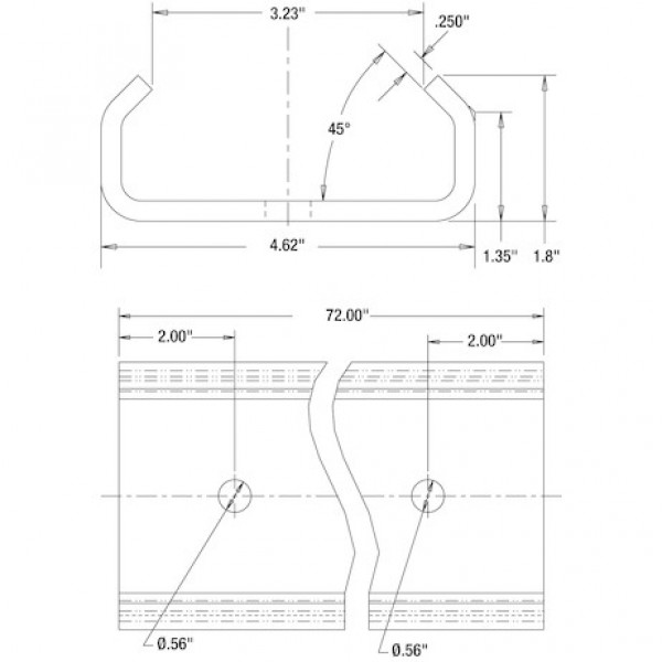 Image of 72 in. Steel Sliding Winch Track from Buyers Products. Part number: 1903040