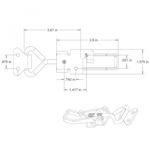 Image of 6" Heavy Duty Stainless Steel Adjustable-Grip Draw Latch from Buyers Products. Part number: 3049352