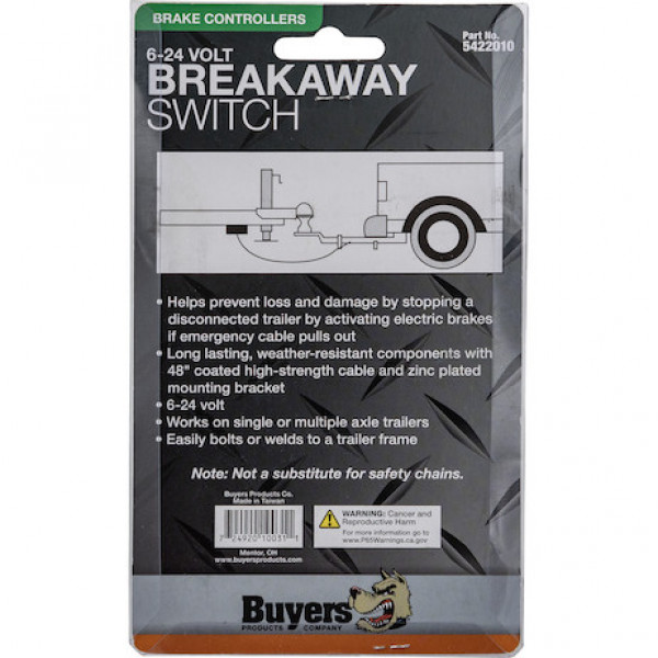 Image of Breakaway Switch With 48 Inch Prewired Cable Loop from Buyers Products. Part number: 5422010