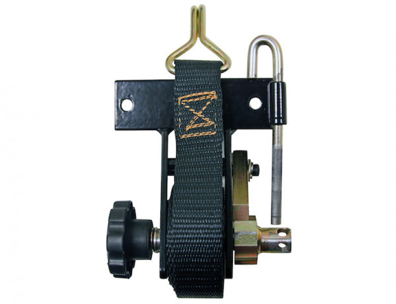 Image of 1-1/2 Inch x 7 Foot Steel Ladder Rack Ratchet Tie Down Angle Mount with Double J Hooks from Buyers Products. Part number: 5480005