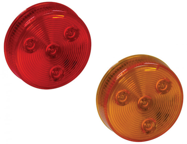 Image of 2.5 Inch Red Round Clearance/Marker Light Kit with 4 LEDs (PL-10 Connection, Includes Grommet and Plug) from Buyers Products. Part number: 5622514