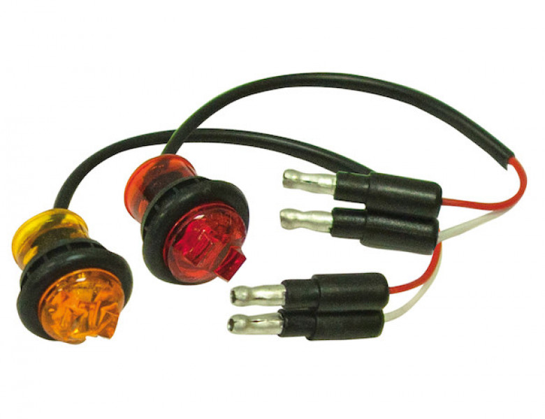 Image of .75 Inch Round Marker Clearance Lights - 1 LED Red With Male Bullets from Buyers Products. Part number: 5623413