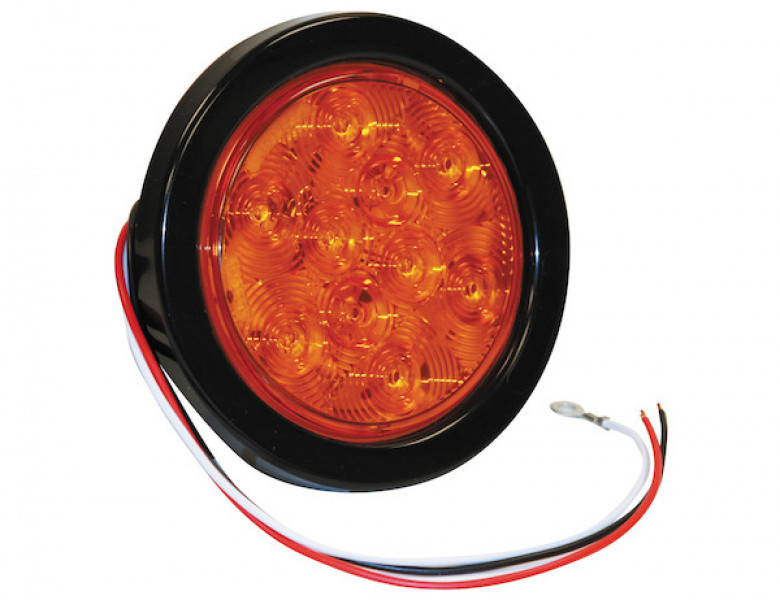 Image of 4 Inch Amber Round Turn Signal Light Kit with 10 LEDs (PL-3 Connection, Includes Grommet and Plug) from Buyers Products. Part number: 5624210