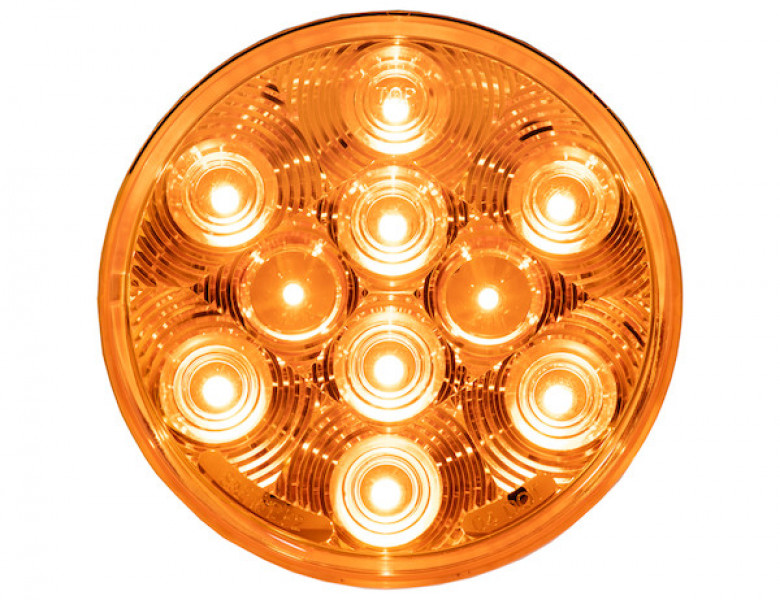 Image of 4 Inch Amber Round Turn Signal Light Kit with 10 LEDs (PL-3 Connection, Includes Grommet and Plug) from Buyers Products. Part number: 5624210