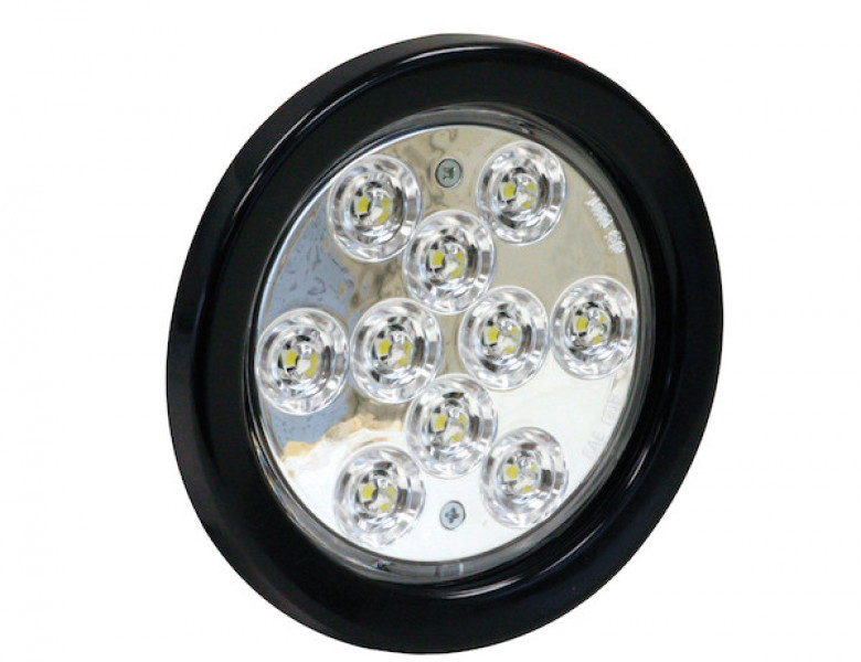 Image of 4 Inch Clear Round Backup Light Kit With 10 LEDs (PL-2 Connection, Includes Grommet and Plug) from Buyers Products. Part number: 5624310