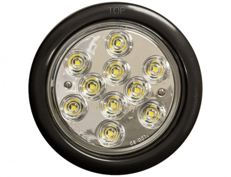 Image of 4 Inch Clear Round Backup Light Kit With 10 LEDs (PL-2 Connection, Includes Grommet and Plug) from Buyers Products. Part number: 5624310