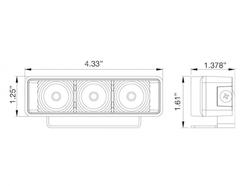 Image of 4.375 Inch Clear Rectangular Projector Light With 3 LED from Buyers Products. Part number: 5624433