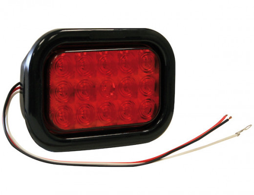 Image of 5.375 Inch Red Rectangular Stop/Turn/Tail Light Kit with 15 LEDs (PL-3 Connection, Includes Grommet and Plug) from Buyers Products. Part number: 5625115