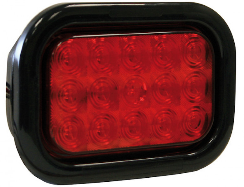 Image of 5.375 Inch Red Rectangular Stop/Turn/Tail Light Kit with 15 LEDs (PL-3 Connection, Includes Grommet and Plug) from Buyers Products. Part number: 5625115