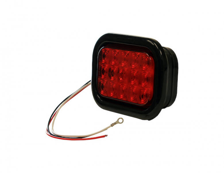 Image of 5.375 Inch Red Rectangular Stop/Turn/Tail Light Kit with 15 LEDs (PL-3 Connection, Includes Grommet and Plug) from Buyers Products. Part number: 5625115