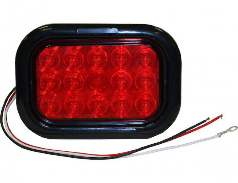 Image of 5.375 Inch Red Rectangular Stop/Turn/Tail Light Kit with 15 LEDs (PL-3 Connection, Includes Grommet and Plug) from Buyers Products. Part number: 5625115