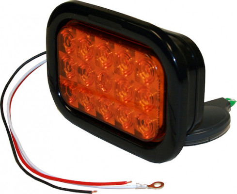 Image of 5.375 Inch Amber Rectangular Turn Signal Light Kit with 15 LEDs (PL-3 Connection, Includes Grommet and Plug) from Buyers Products. Part number: 5625215