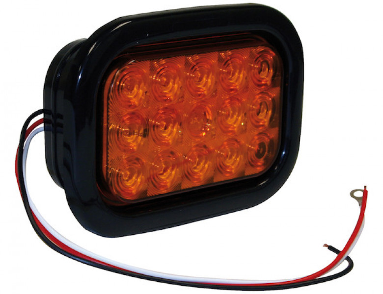 Image of 5.375 Inch Amber Rectangular Turn Signal Light Kit with 15 LEDs (PL-3 Connection, Includes Grommet and Plug) from Buyers Products. Part number: 5625215