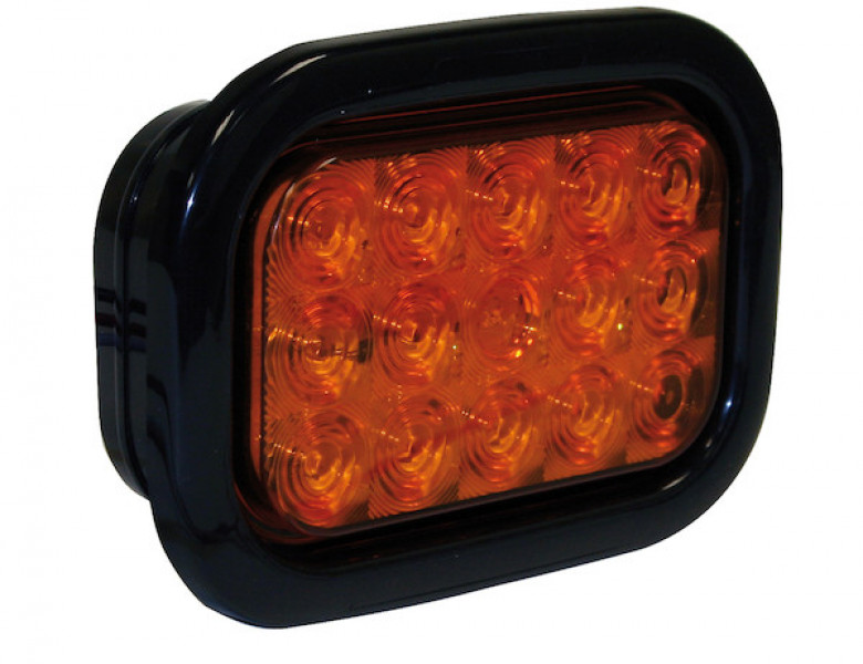 Image of 5.375 Inch Amber Rectangular Turn Signal Light Kit with 15 LEDs (PL-3 Connection, Includes Grommet and Plug) from Buyers Products. Part number: 5625215