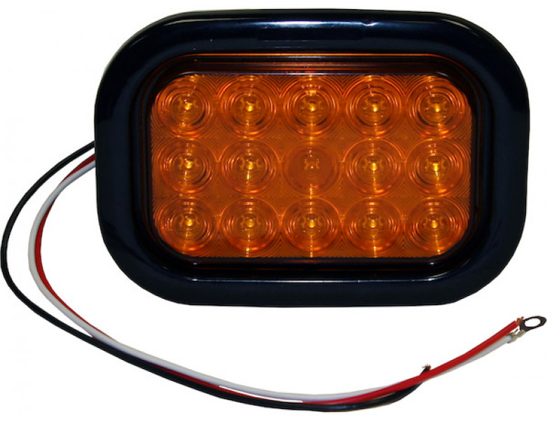 Image of 5.375 Inch Amber Rectangular Turn Signal Light Kit with 15 LEDs (PL-3 Connection, Includes Grommet and Plug) from Buyers Products. Part number: 5625215