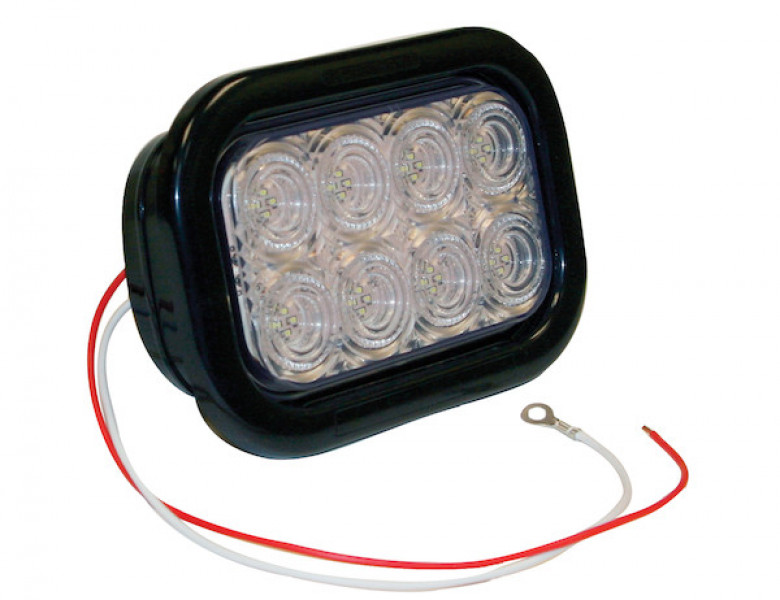 Image of 5.3 Inch Clear Rectangular Backup Light Kit with 32 LEDs (PL-2 Connection, Includes Grommet and Plug) from Buyers Products. Part number: 5625332