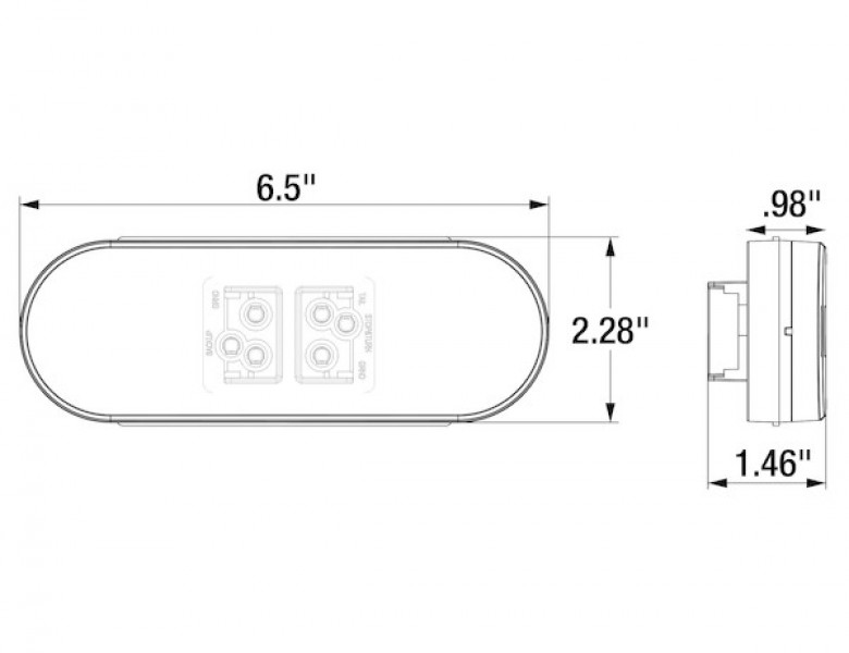 Image of 6 Inch Oval LED Combination Stop/Turn/Tail and Backup Light (Light Only) from Buyers Products. Part number: 5626130