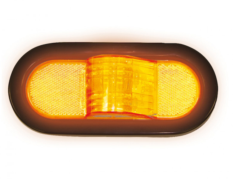 Image of 6 Inch Amber Oval Mid-Turn Signal-Side Marker Light With 9 LED from Buyers Products. Part number: 5626208