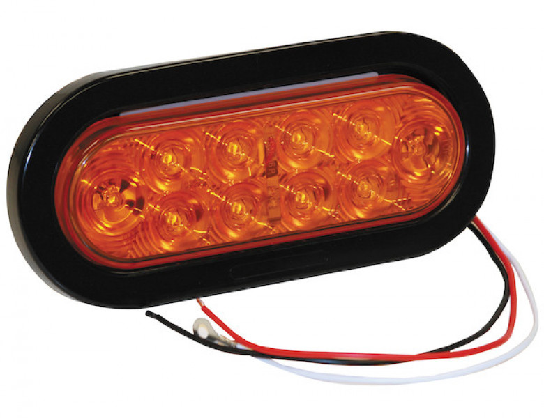 Image of 6 Inch Amber Oval Turn Signal Light Kit with 10 LEDs (PL-3 Connection, Includes Grommet and Plug) from Buyers Products. Part number: 5626210