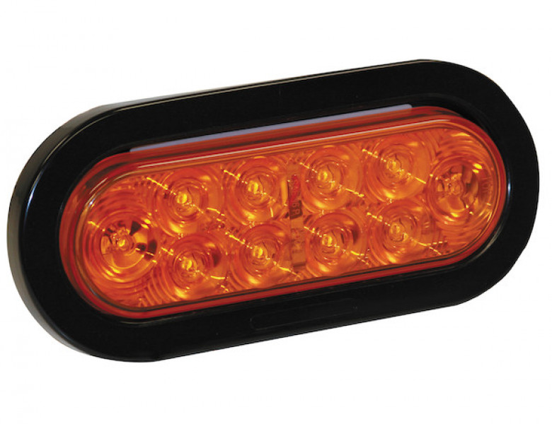 Image of 6 Inch Amber Oval Turn Signal Light Kit with 10 LEDs (PL-3 Connection, Includes Grommet and Plug) from Buyers Products. Part number: 5626210