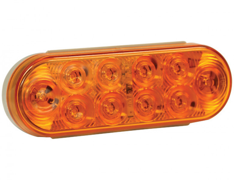 Image of 6 Inch Amber Oval Turn Signal Light Kit with 10 LEDs (PL-3 Connection, Includes Grommet and Plug) from Buyers Products. Part number: 5626210