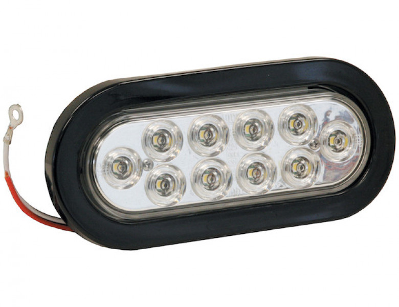 Image of 6 Inch Clear Oval Backup Light Kit with 10 LEDs (PL-2 Connection, Includes Grommet and Plug) from Buyers Products. Part number: 5626310