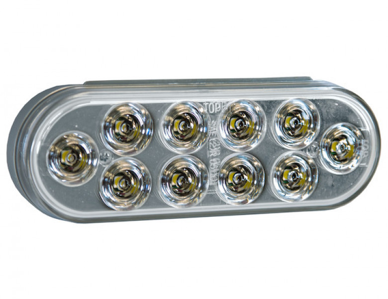 Image of 6 Inch Clear Oval Backup Light Kit with 10 LEDs (PL-2 Connection, Includes Grommet and Plug) from Buyers Products. Part number: 5626310