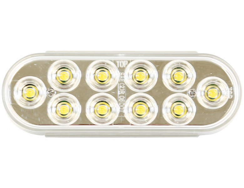 Image of 6 Inch Clear Oval Backup Light Kit with 10 LEDs (PL-2 Connection, Includes Grommet and Plug) from Buyers Products. Part number: 5626310