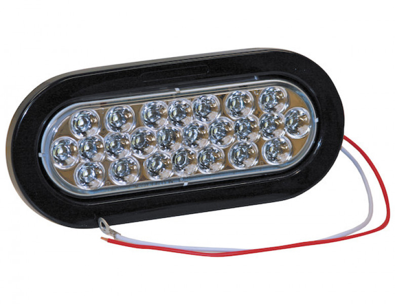 Image of 6 Inch Clear Oval Backup Light Kit with 24 LEDs (PL-2 Connection, Includes Grommet and Plug) from Buyers Products. Part number: 5626324