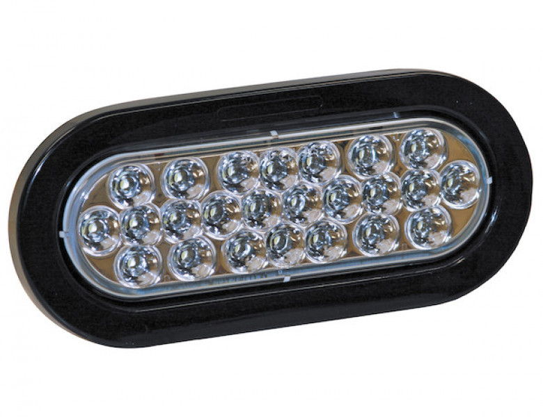 Image of 6 Inch Clear Oval Backup Light Kit with 24 LEDs (PL-2 Connection, Includes Grommet and Plug) from Buyers Products. Part number: 5626324