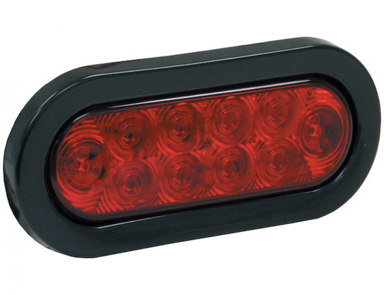 Image of 6 Inch Red Oval Stop/Turn/Tail Light with 10 LEDs Kit (PL-3 Connection, Includes Grommet and Plug) from Buyers Products. Part number: 5626510