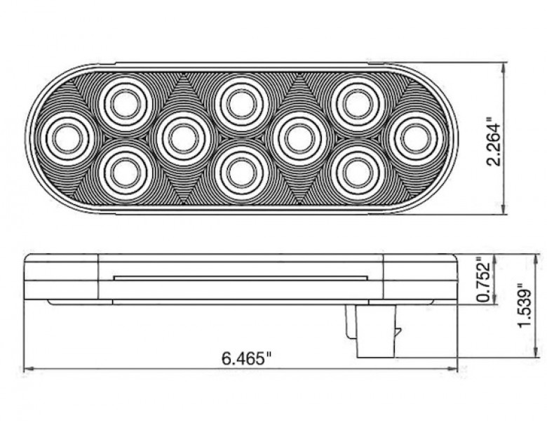 Image of 6 Inch Red Oval Stop/Turn/Tail Light with 10 LEDs Kit (PL-3 Connection, Includes Grommet and Plug) from Buyers Products. Part number: 5626510